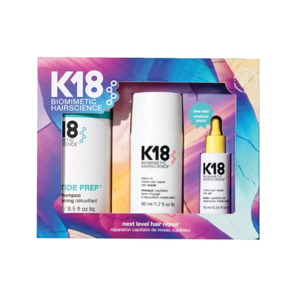K18 Peptide Prep Detox Shampoo 250ml + Hair Mask 50ml + Hair Oil 50ml